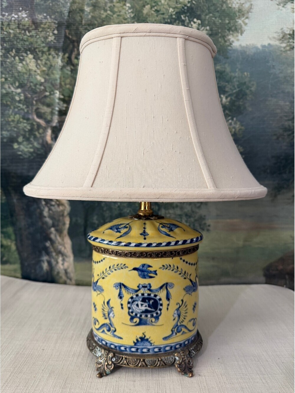 Yellow Ceramic Table Lamp with Shade
